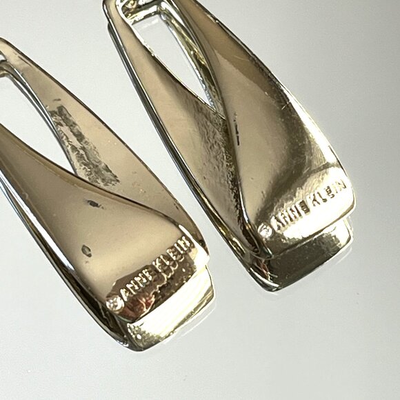 Vintage Anne Klein Folded Gold Drop Earrings - Picture 2 of 3